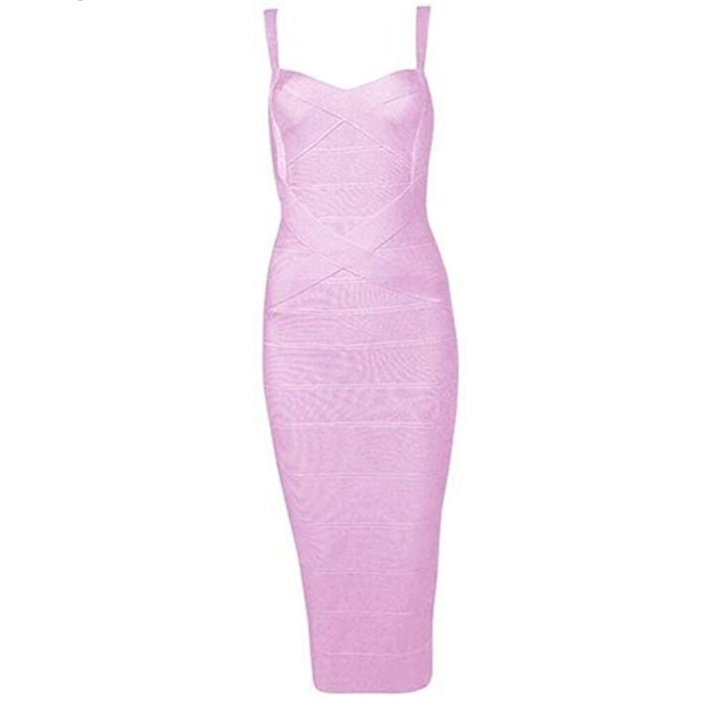 Bubble gum pink bandage midi dress 💘